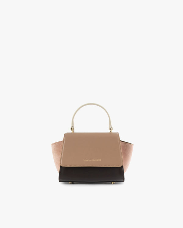 ALEXIA NANO bag in Colourblock Marlowe, front view, top handle, closed flap, side wings extended