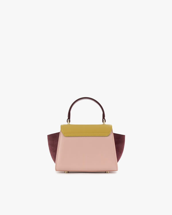 ALEXIA NANO bag in Colourblock Vesper, front view, rigid top handle, shot on white background