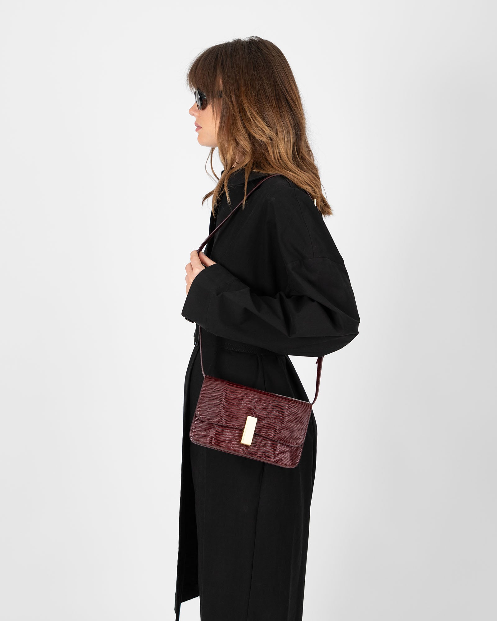 BLAKE - Burgundy - Lizard embossed