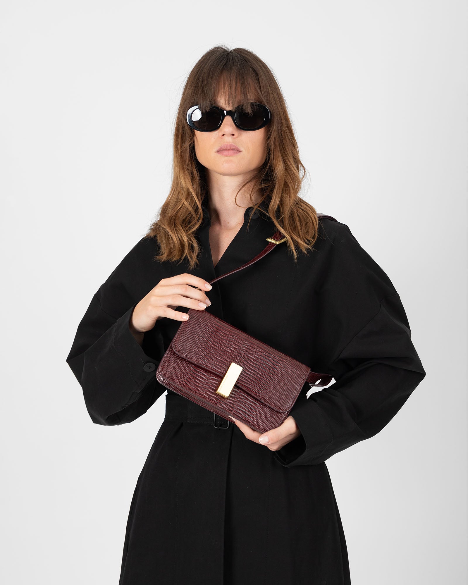 BLAKE - Burgundy - Lizard embossed