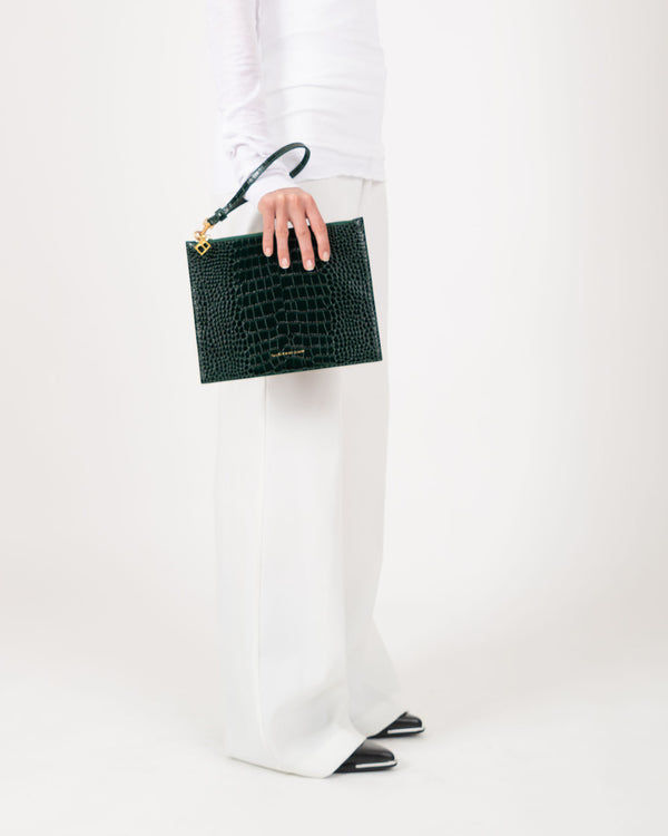 LANE - Green - Crocodile embossed