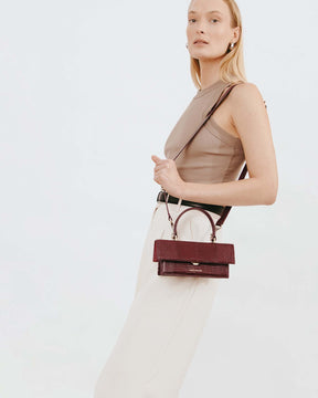 THEA MINI - Burgundy - Lizard embossed