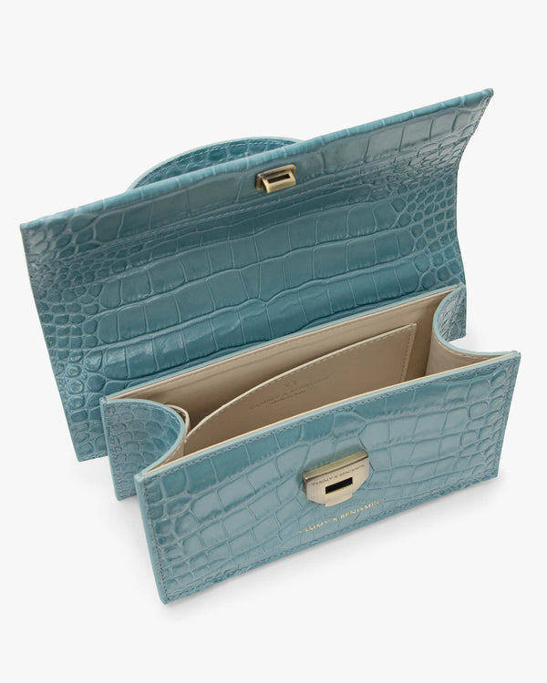 THEA MINI - Skyblue - Crocodile embossed