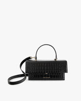 THEA - Black - Crocodile embossed