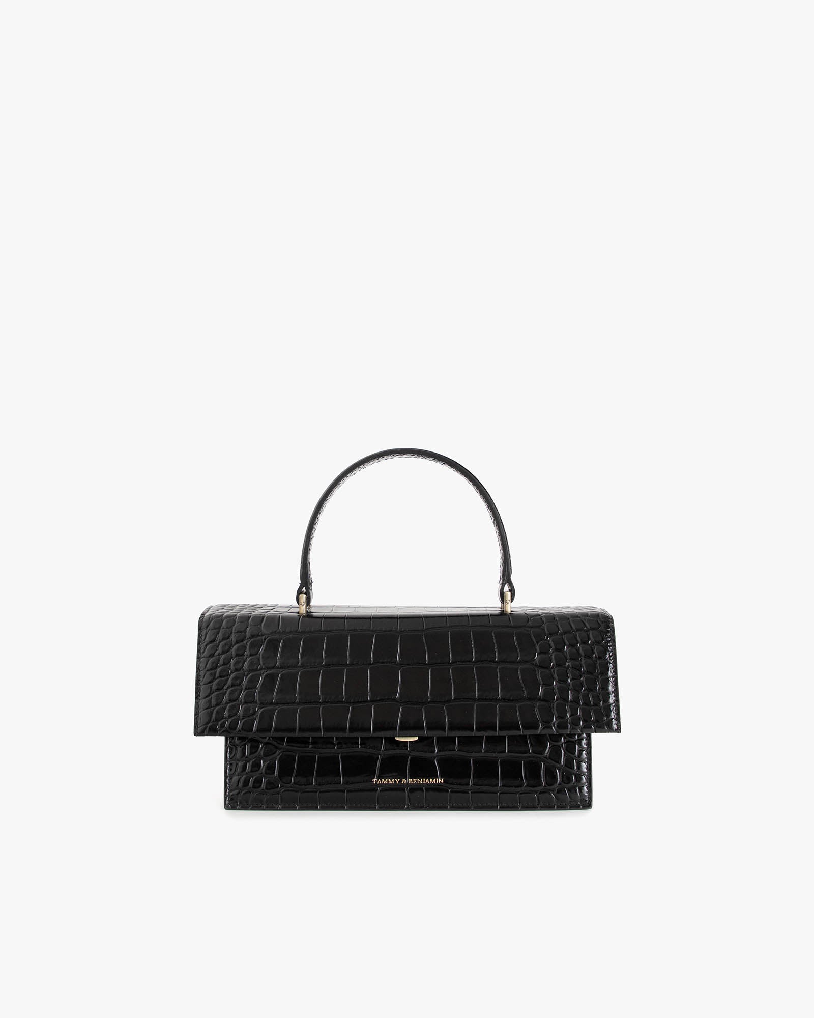 THEA - Black - Crocodile embossed