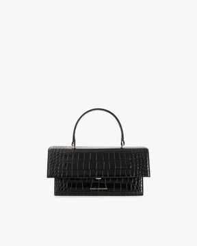 THEA - Black - Crocodile embossed