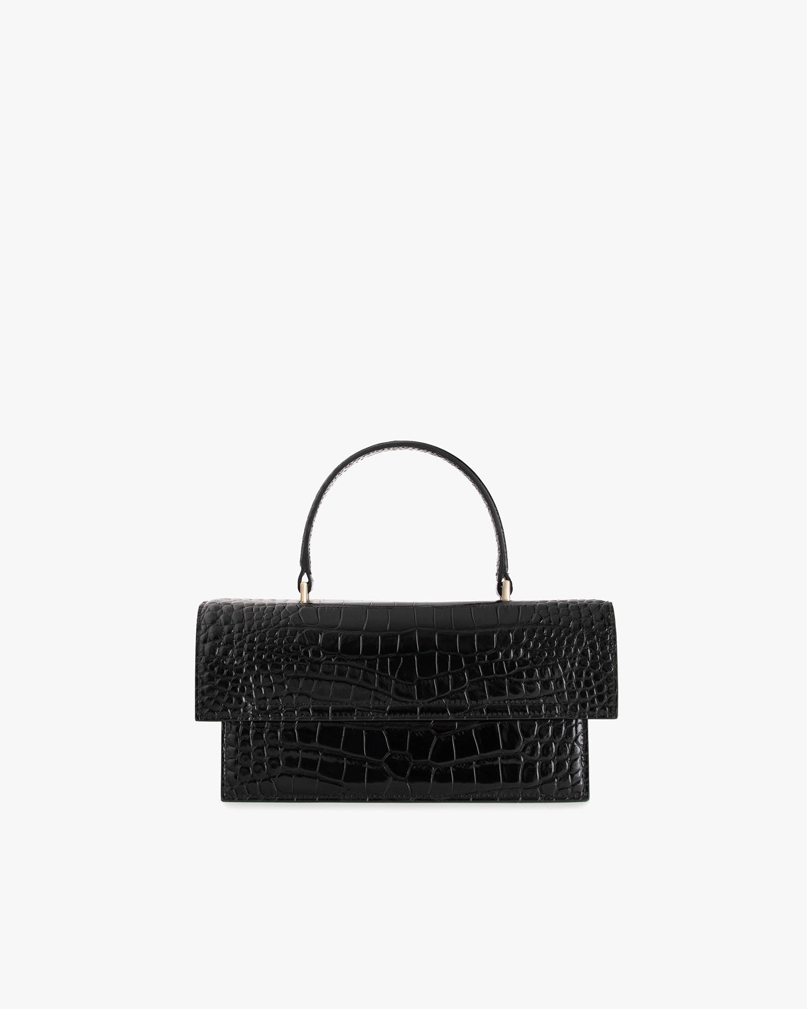 THEA - Black - Crocodile embossed