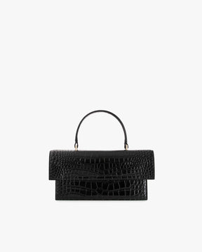 THEA - Black - Crocodile embossed