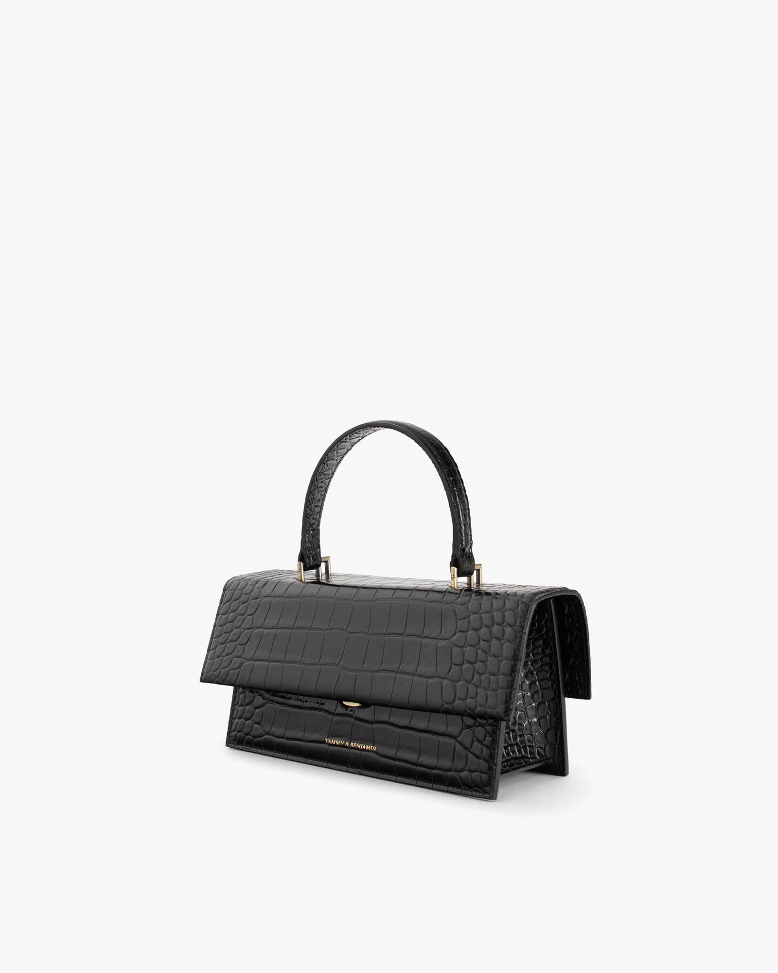 THEA - Black - Crocodile embossed