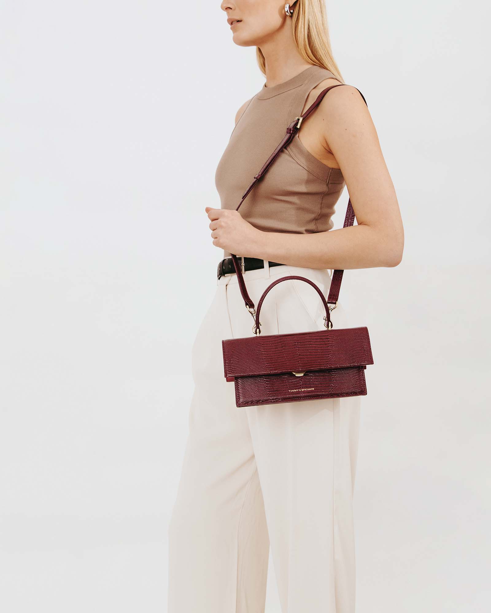 THEA - Burgundy - Lizard embossed