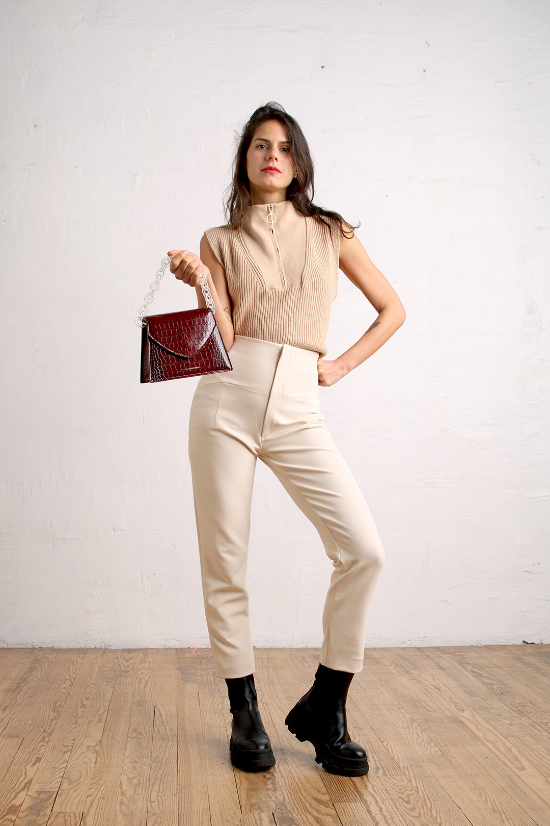 GABRIELLE - Bordeaux - Embossé Crocodile