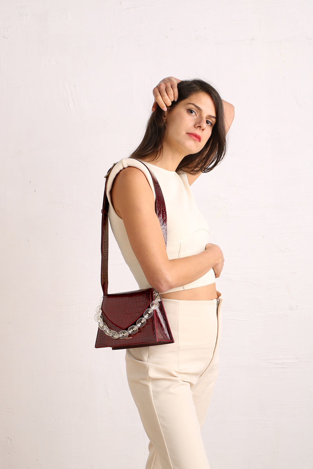 GABRIELLE - Bordeaux - Embossé Crocodile