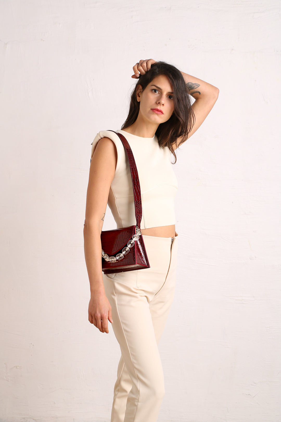 GABRIELLE - Bordeaux - Embossé Crocodile