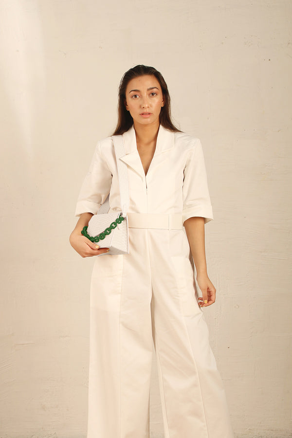 GABRIELLE - Ivory - Crocodile embossed