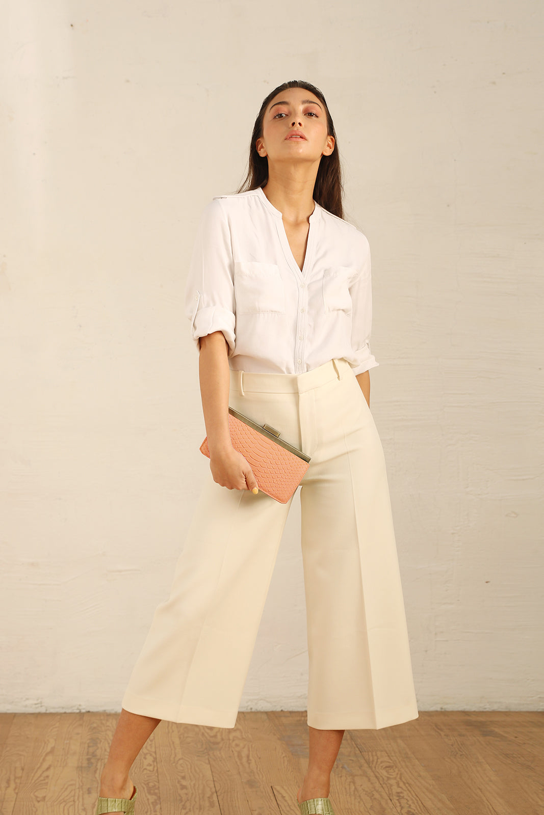 JEANNE BAGUETTE - Peach - Python embossed