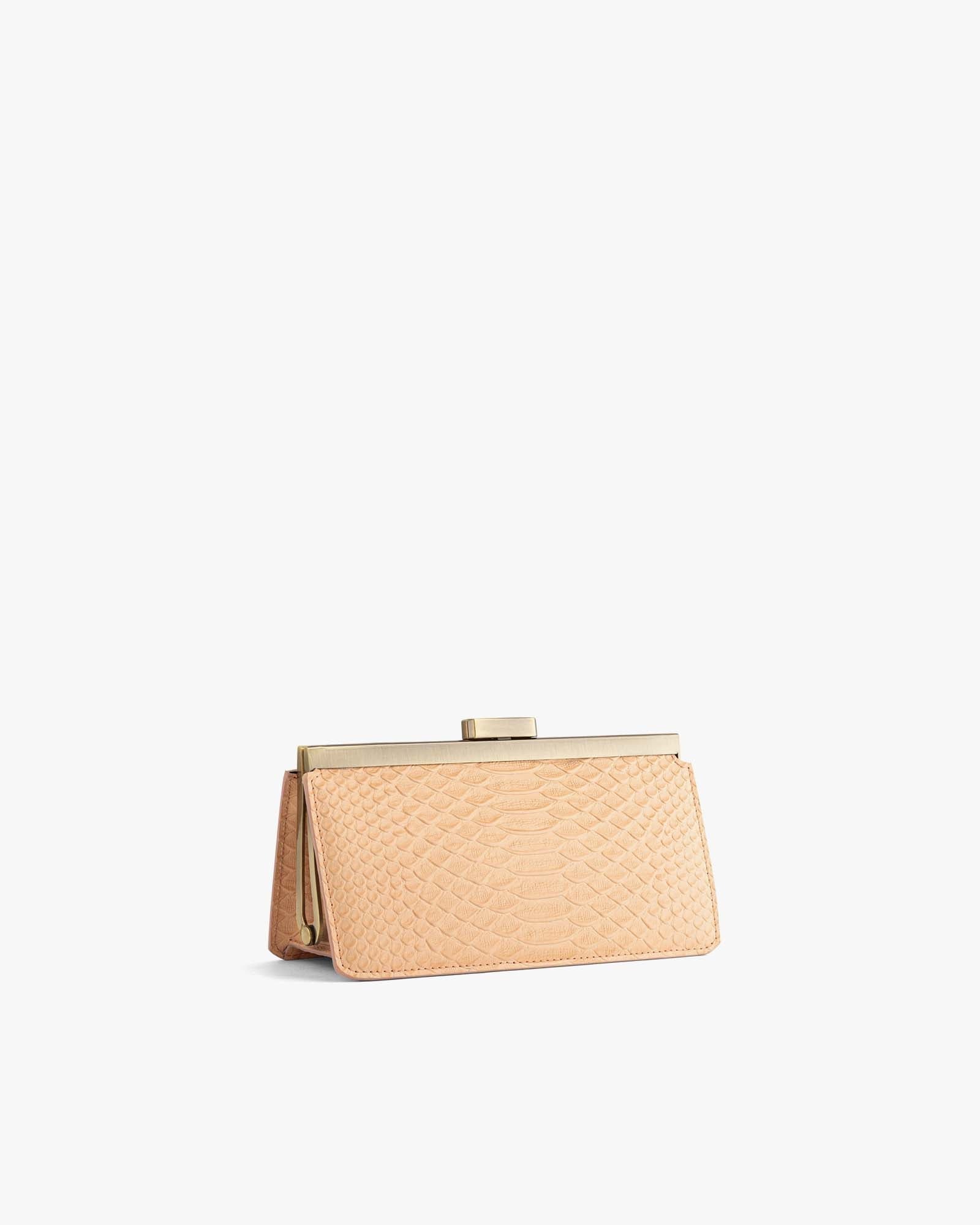 JEANNE BAGUETTE - Peach - Python embossed