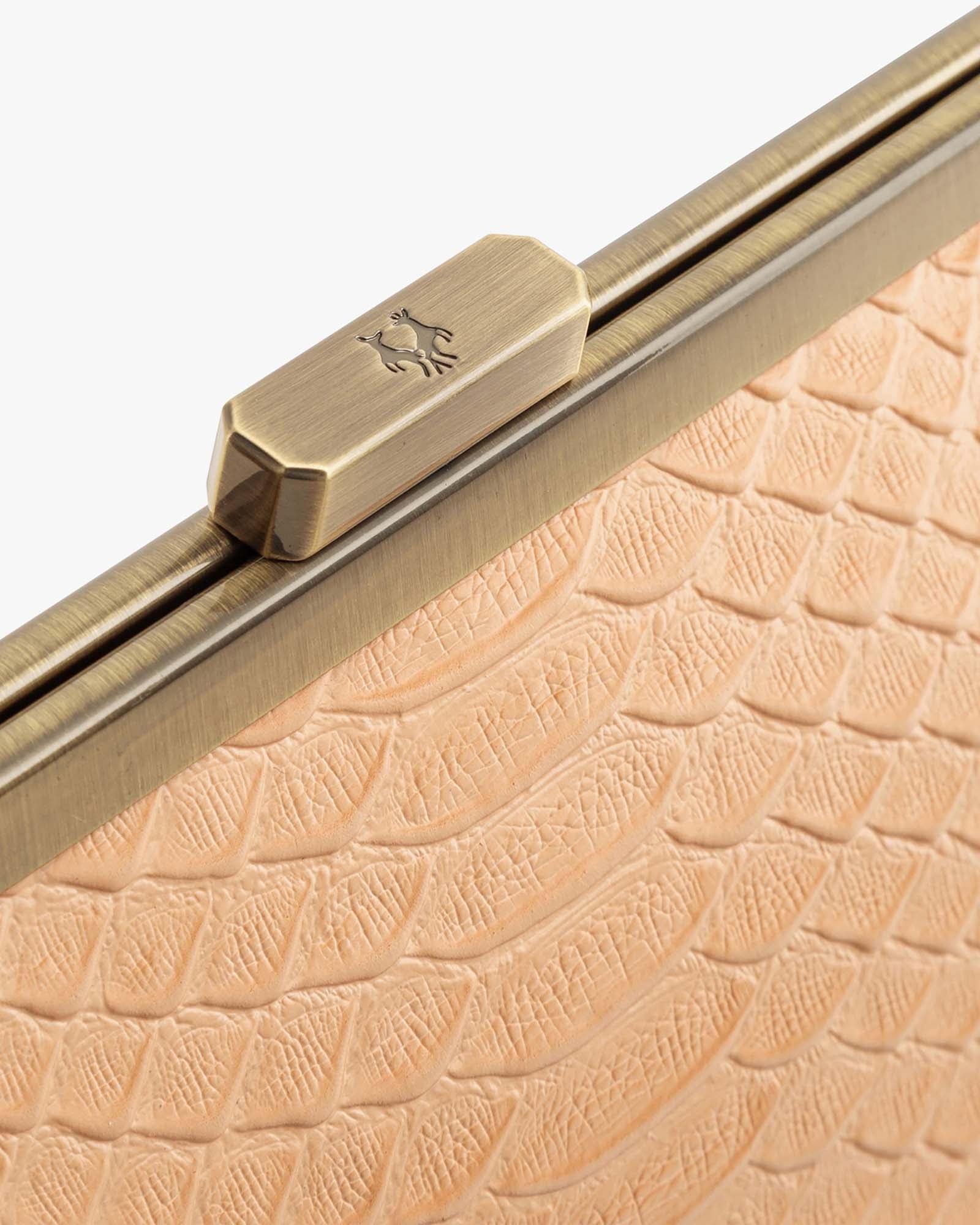 JEANNE BAGUETTE - Peach - Python embossed