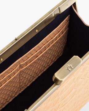 JEANNE BAGUETTE - Peach - Python embossed